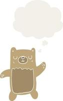 cartoon bear and thought bubble in retro style vector