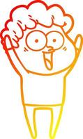 warm gradient line drawing cartoon happy man vector