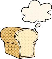cartoon loaf of bread and thought bubble in comic book style vector