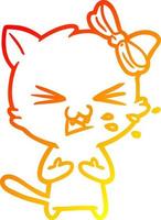 warm gradient line drawing cartoon cat vector