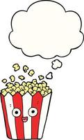 cartoon popcorn and thought bubble vector