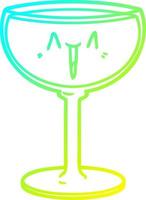 cold gradient line drawing cartoon glass of wine vector