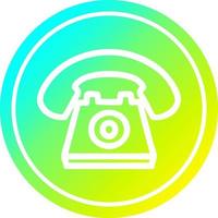 old telephone circular in cold gradient spectrum vector