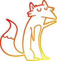 warm gradient line drawing cartoon fox vector