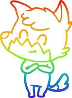 rainbow gradient line drawing cartoon friendly fox vector