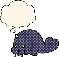 cute cartoon walrus and thought bubble in comic book style vector