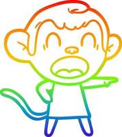 rainbow gradient line drawing shouting cartoon monkey pointing vector