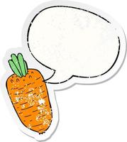 cartoon vegetable and speech bubble distressed sticker vector