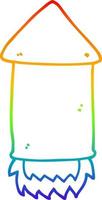 rainbow gradient line drawing cartoon rocket vector