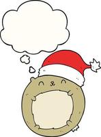cute cartoon christmas bear and thought bubble vector