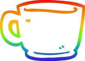 rainbow gradient line drawing cartoon tea cup vector