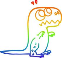 rainbow gradient line drawing cartoon roaring t rex vector