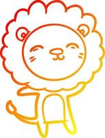 warm gradient line drawing cartoon lion vector