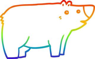 rainbow gradient line drawing cartoon bear vector