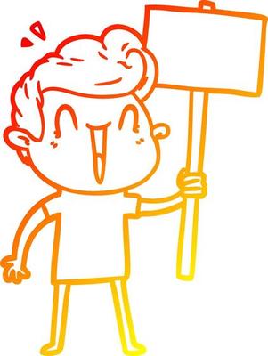 warm gradient line drawing cartoon excited man