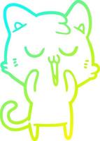 cold gradient line drawing cute cartoon cat vector