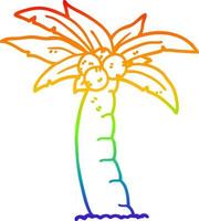 dibujo de línea de gradiente de arco iris palmera de dibujos animados vector