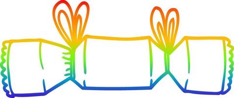 rainbow gradient line drawing cartoon christmas cracker vector