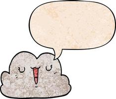 cute cartoon cloud and speech bubble in retro texture style vector