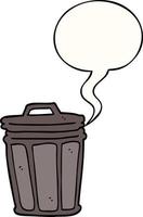 cartoon trash can and speech bubble vector