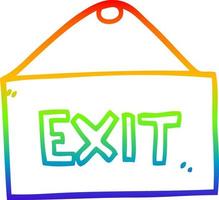 rainbow gradient line drawing cartoon exit sign vector