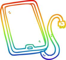 rainbow gradient line drawing cartoon computer tablet vector