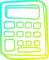 cold gradient line drawing cartoon calculator vector