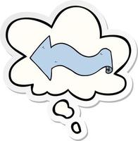 cartoon arrow and thought bubble as a printed sticker vector