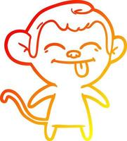 warm gradient line drawing funny cartoon monkey vector