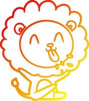 warm gradient line drawing happy cartoon lion vector