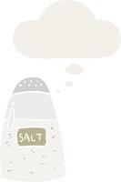 cartoon salt and thought bubble in retro style vector