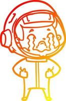 warm gradient line drawing cartoon crying astronaut vector