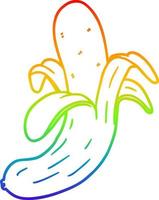 rainbow gradient line drawing cartoon banana vector