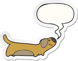 cartoon dog and speech bubble sticker vector