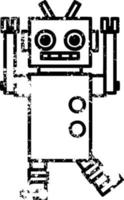 dancing robot distressed icon vector