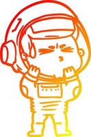 warm gradient line drawing cartoon stressed astronaut vector