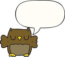 cute cartoon owl and speech bubble vector