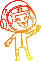 warm gradient line drawing cartoon laughing astronaut vector