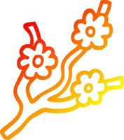 warm gradient line drawing cartoon branches with flowers vector