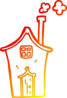 warm gradient line drawing cartoon house