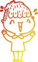 warm gradient line drawing cartoon happy boy surprised vector