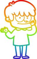 rainbow gradient line drawing happy cartoon man vector