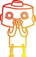 warm gradient line drawing cartoon robot vector