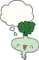 cartoon turnip and thought bubble vector
