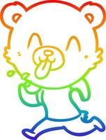 rainbow gradient line drawing rude cartoon polar bear sticking out tongue vector