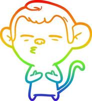 rainbow gradient line drawing cartoon suspicious monkey vector