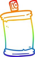 lata de aerosol de dibujos animados de dibujo de línea de gradiente de arco iris vector