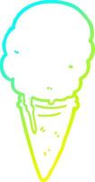 cold gradient line drawing cartoon ice cream vector