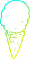 cold gradient line drawing cartoon ice cream vector