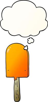 cartoon lollipop and thought bubble in smooth gradient style